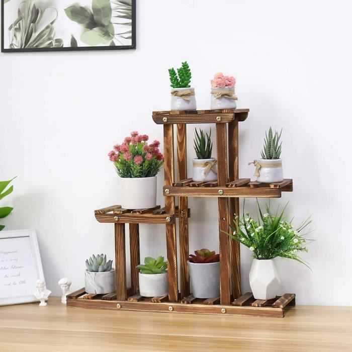 UNHO Petite tagre Plantes Grasses Balcon - Porte Plante en Bois pour  Plantes Succulentes Cactus Alos Echeveria - 58x50x11.5cm