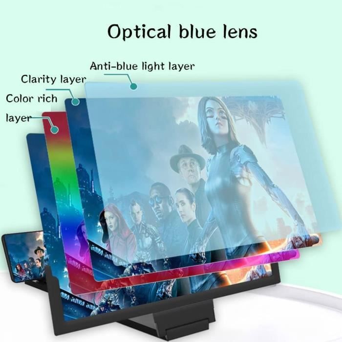Amplificateur D Ecran Loupe Écran De Téléphone Portable Agrandisseur D'Écran 3D HD 14 Pouces Amplificateur Film Vidéo Ecran Video Projecteur