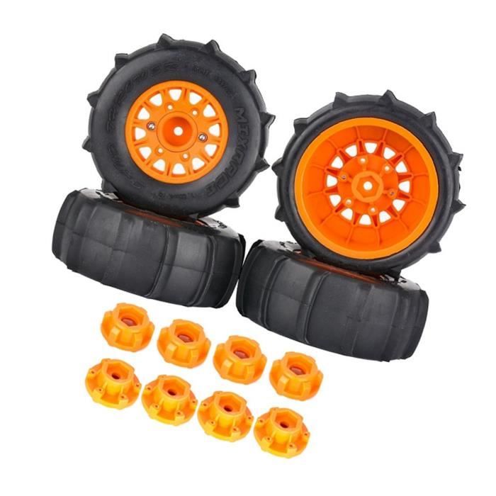 Keenso pour 1/10 RC Short Course Truck Pneus pour ARRMA pour SENTON pour TRAXXAS pour Slash 12mm 14mm 17mm Hex RC Truck Pneus (Rouge
