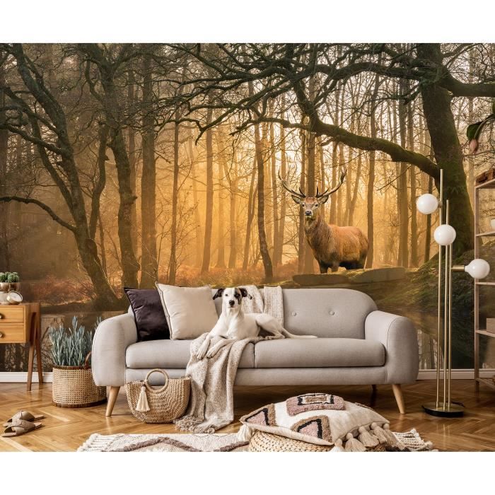 Décoration murale bois et métal animal (cerf argenté