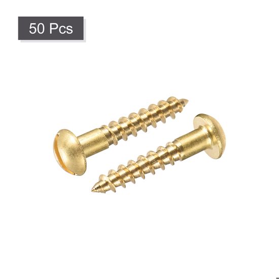 Lot De 50 Vis Autotaraudeuses En Laiton Pour Bois - Tête Ronde Fendue M4 X 16mm - Neuf