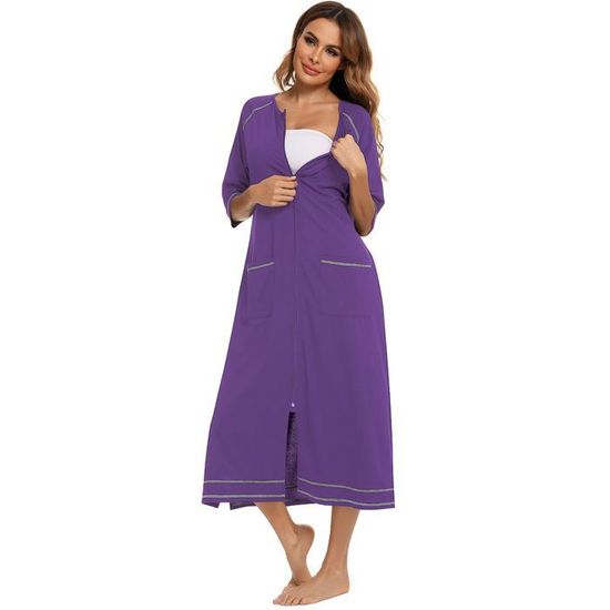 Chemise De Nuit Longue Confortable Pour Femmes - En Coton Doux - Idéale Pour L'hiver - Manches Longues - Vêtement De Maison Chaud Et Cosy