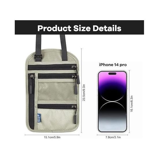 Porte-Passeport RFID Bloquant Gris - Pochette De Voyage Antivol En Nylon