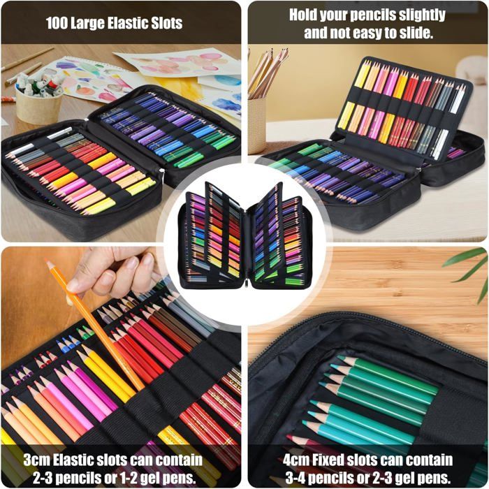 Trousse à Crayons Géante Likorlove - 300 Emplacements - Idéale Artistes & Étudiants