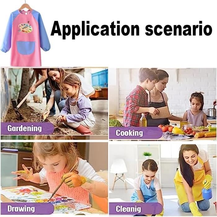Avesteir 2 Tabliers De Peinture Imperméables Manches Longues Pour Enfants – Garçons Et Filles, Avec Poches – Idéal école Et Activités Manuelles, Taille L (8-10 Ans)