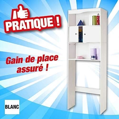 Meuble WC Blanc Grande Capacité | Rangement Toilettes Et Salle De Bain | 58x19.5x178 Cm | Design Moderne | Outiror