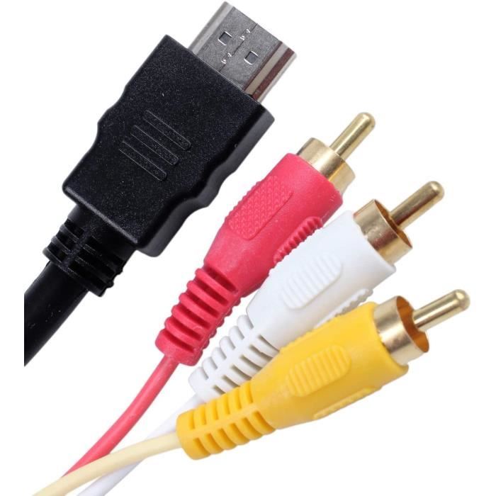 CABLE COAXIAL 3 Rca Compatible HDMI AV HDMI ligne jaune rouge de video et  ligne AV HDMIbrLe connecteur plaque or noyau de fil cu1461 - Cdiscount  Informatique