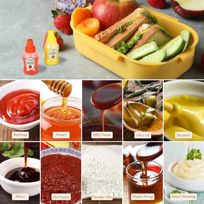 4pcs Mini Bouteille de Ketchup, 25ml Bouteilles à Sauce en
