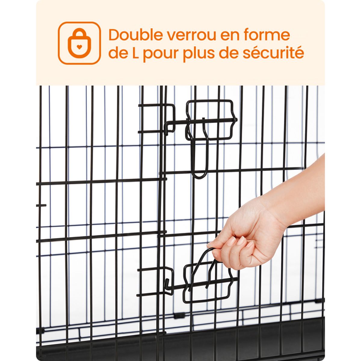 Feandrea Xxxl Cage Pour Chien 122 X 76 X 81 Cm 2 Portes Pliable Et Transportable Avec Poignées Et Plateau Noir Ppd48h