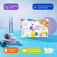 Creative Deco Peinture Enfant Lavable Doigt | 12x20ml | Loisir Creatif | Couleurs Basiques Vibrantes Intenses Pigmentées | Séchage Rapide Effet Mat | Non-Toxique | Pour Débutants Étudiants et Artistes