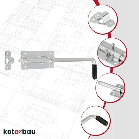 Verrou De Porte - KOTARBAU - 340 Mm - Acier Massif - Noir