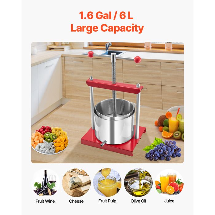 Pressoir mécanique à cliquet 20 litres pour faire jus vin cidre avec pommes raisins et autres fruits Pressoir mécanique à cliquet 20 litres pour faire jus vin cidre avec pommes raisins et autres fruits