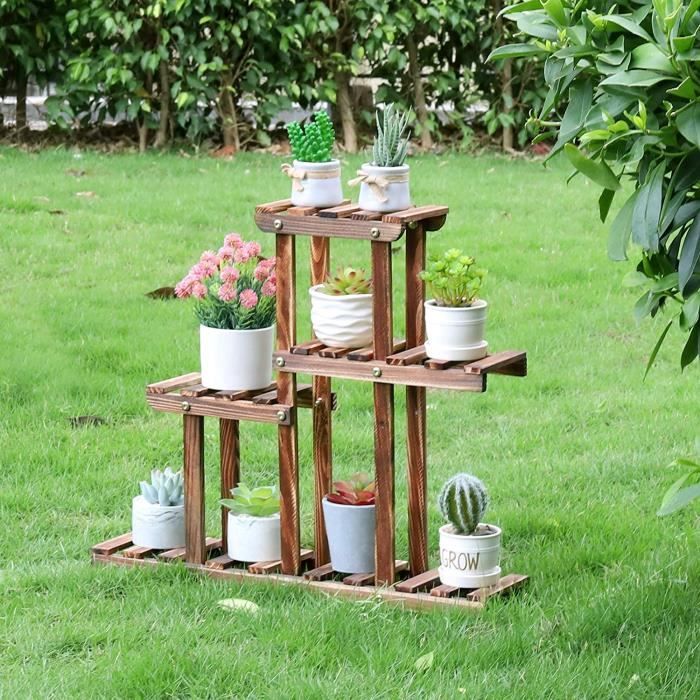 UNHO Petite tagre Plantes Grasses Balcon - Porte Plante en Bois pour  Plantes Succulentes Cactus Alos Echeveria - 58x50x11.5cm