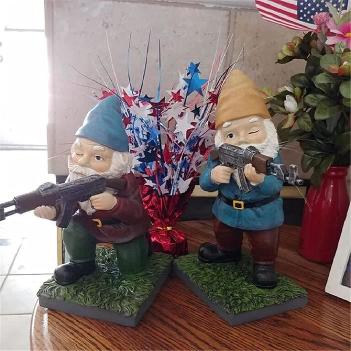 Statue Nain De Jardin Armée – En Résine Peinte à La Main, Décor Amusant Intérieur/extérieur – Pour Jardin, Pelouse, Terrasse