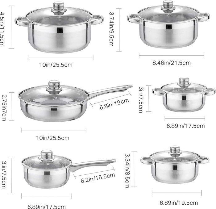 Ensemble de casseroles - Royalty Line - RL-1231 - Acier inoxydable - 12 ...