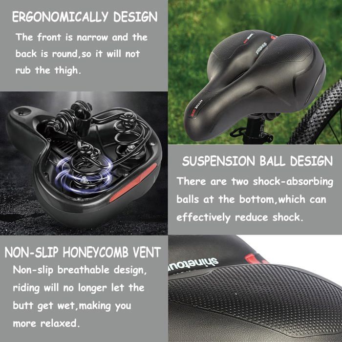 Siège Cyclisme Confort Selle De Vélo Melko Avec Gel - Confort Ergonomique - Housse De Pluie Incluse - Bandes Réfléchissantes Selle Respirante Mémoire Forme
