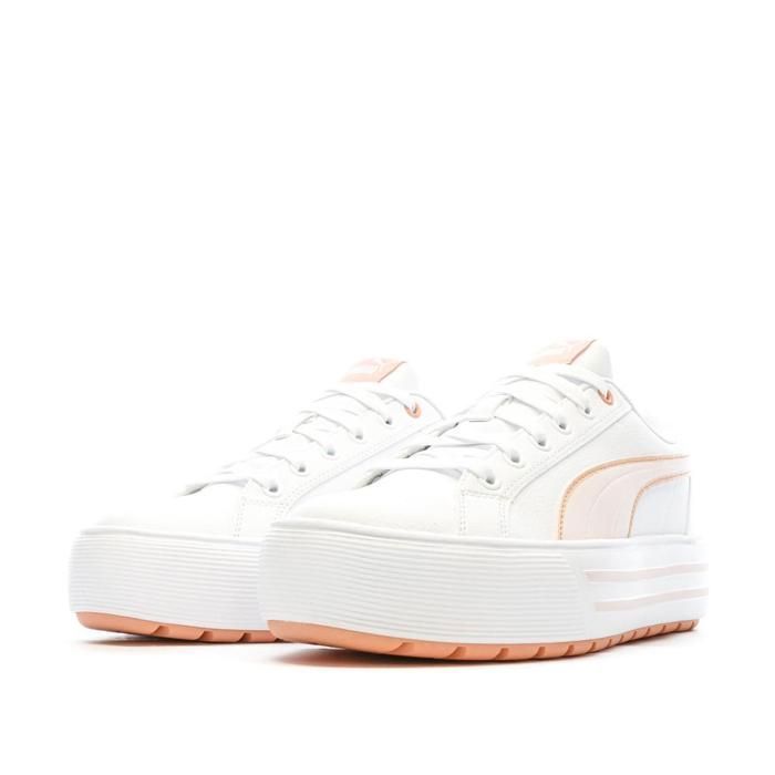 Tennis Puma Basket Puma Femme Blanc Et Rose Basket Puma Blanc Et
