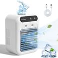 Mini climatiseur portable – – Brumisation glacée & USB rechargeable – Silencieux pour chambre, bureau – Blanc