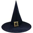 Chapeau de sorcière adulte Halloween - GENERIQUE - Noir avec boucle argent - Taille unique-0
