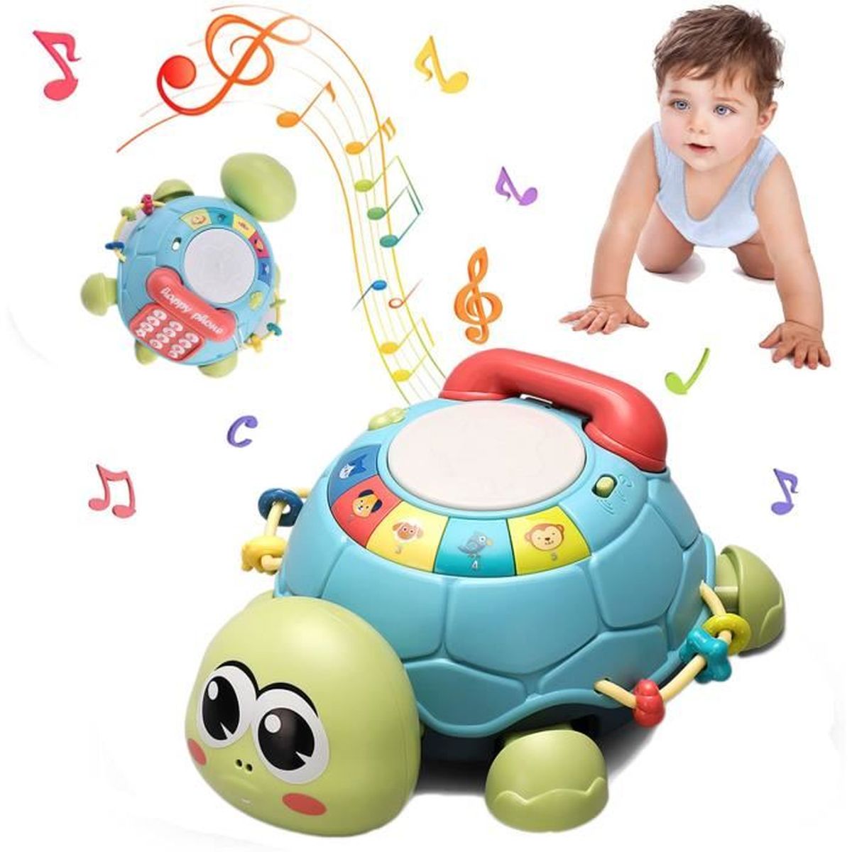 Jouet Musical Bebe Rampant Tortue Tambourin Bebe Son Et Lumiere Jouets D Activite Et De Developpement Pour 6 18mois Bebes Cdiscount Jeux Jouets