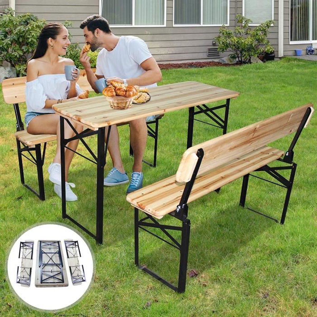 Table Et Bancs De Jardin Pliants Table 118 45 75 Cm Et 2