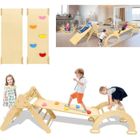 LZQ Triangle d'escalade 3 en 1 & échelle & toboggan pour enfants,Echelle d'escalade Montessori-Toboggan en bois Indoor