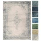 Tapis Salon Poils Courts Creme 230x320 cm - TESSO LIVING - Vintage - Lavable en Machine - Franges de Coton