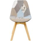 WOLTU Chaise de Cuisine Assise en Lin Chaise Salle à Manger avec dossier et pieds en Bois,Patchwork