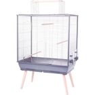 ZOLUX Cage grillagée surélevée pour oiseau - Pour perruche, calopsitte, canari - 81 x 48 x 130 cm - Néolife - Gris