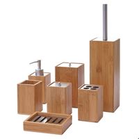 Accessoires de salle de bain 7 pièces distributeur de savon porte-brosse à dents porte-savon en bambou