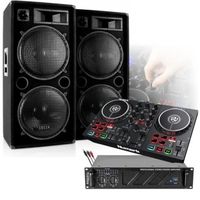 Pack Sono Ibiza Sound Enceintes Star212 1500W - Ampli 1600W - Controleur DJ Numark Partymix2 - Câbles - Soirée - Fête - Club