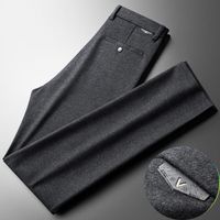 Pantalon chino coupe classique homme business slim automne coupe droite couleur unie - Noir