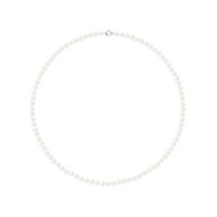 PERLINEA - Collier Perle de Culture d'Eau Douce AAA+ - Ronde 4-5 mm - Blanc Naturel - Enfillage Traditionel - Bijoux Femme