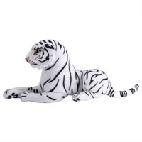 Qqmora Tigre en peluche artificiel Tigre artificiel en peluche animal réaliste gros chat blanc doux peluche jouet deco oreiller