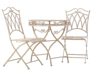 Ensemble table et chaise de jardin Ensemble table et 2 chaises en fer forgé coloris blanc