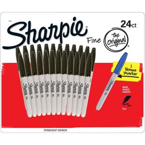 Sharpie marqueur permanente, fin, value pack de 24 pièces (20 + 4  gratuites), noir