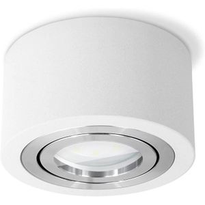 SPOT D'EXTÉRIEUR  LUZA Spot LED plat IP44 avec module LED interchangeable 5 W Blanc chaud – Spot de plafond de salle de bain encastré Blanc rond A948
