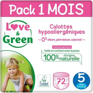 COUCHE Culottes De Protection Pour Couches Lavables - Love & Green Taille 5 (12 À 18 Kg) Pack 1 Mois (72 Couches Culottes)