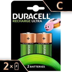 PILES Duracell Recharge Ultra Piles Rechargeables type C 3000 mAh, Lot de 2 piles