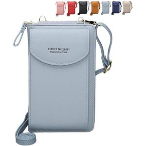 Pochette bandoulière en cuir tressé pour téléphone portable bleu jean