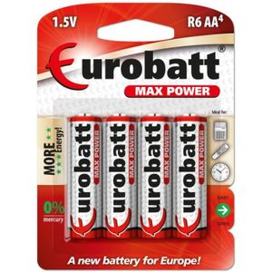 PILES Eurobatt Max Power Piles type LR06-R6 - AA Lot de 