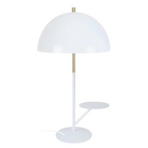 LAMPE A POSER FLORAL-Lampe à poser étagère métal  blanc,doré Abat-jour: bol métal blanc 1 ampoule E27 bohème P30xD30xH56cm