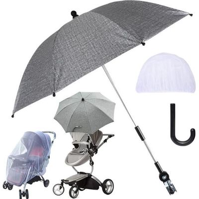 Ombrelle Poussette Universelle, 90 cm Parasol Anti UV 50+, avec Une Poignée  Parapluie pour Poussette et Buggy- Noir