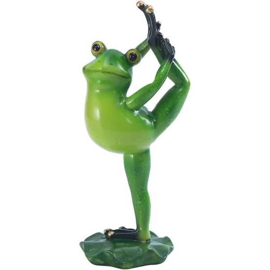 Statue Grenouille Dansante Sur Un Pied En Fonte – Sculpture Jardin Rigolote Vert – Décoration Extérieur Résistante Intempéries