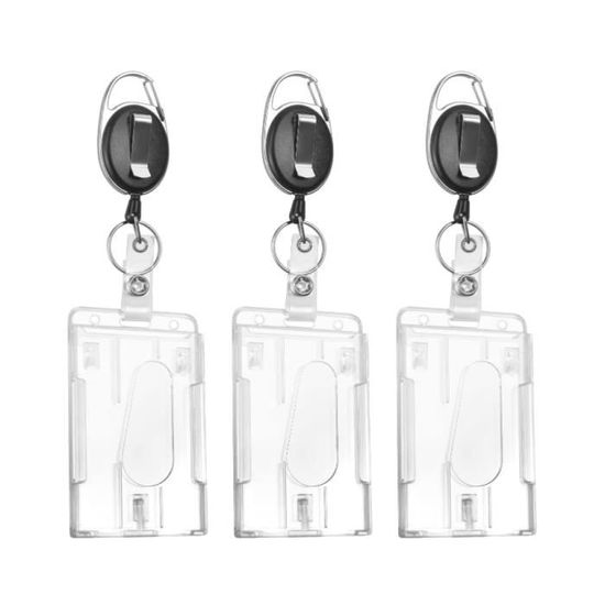 Porte-badge Rigide Transparent - Lot De 4, Format Vertical, Avec Cordon, Pour Cartes Professionnelles Ou D'accès