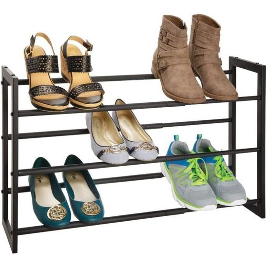 étagère à chaussure télescopique à 3 niveaux – meuble chaussure en métal extensible à 78,7 cm – étagère chaussures comme alternati