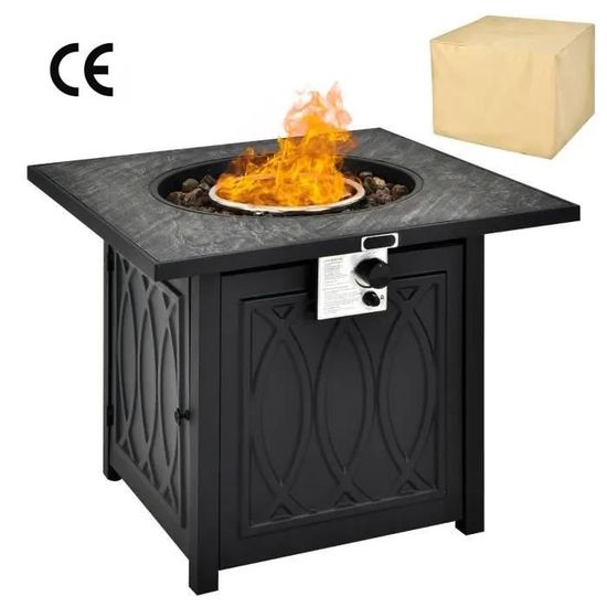 COSTWAY Table de Foyer Extérieur au Gaz Propane 14,65 kw avec Système d