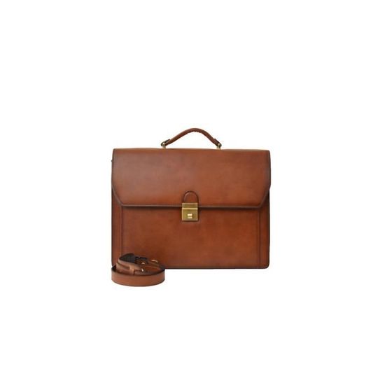 Cartable En Cuir Homme Cartable Soufflets En Cuir Marron - Main Image