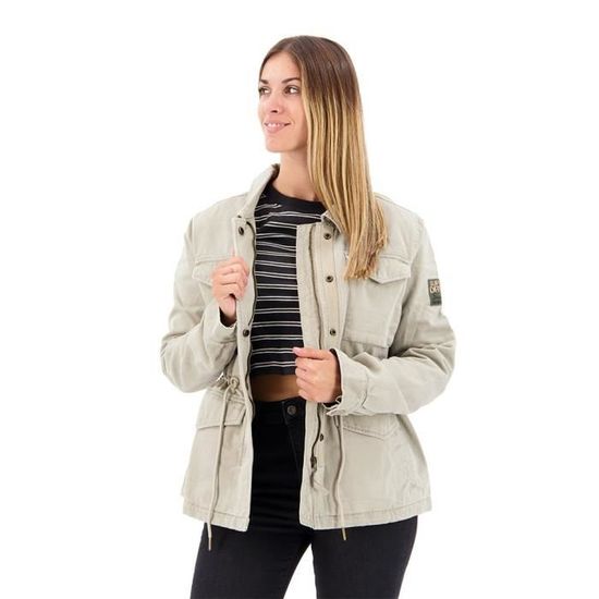 Veste Militaire M65 SUPERDRY Vintage Khaki Femme Coupe decontractee Details brodes 6 poches