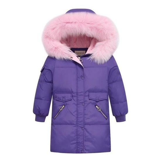 Manteau D'hiver Enfant Fille En Laine Rose - Taille 6X, Avec Capuche Amovible - Occasion En Très Bon état